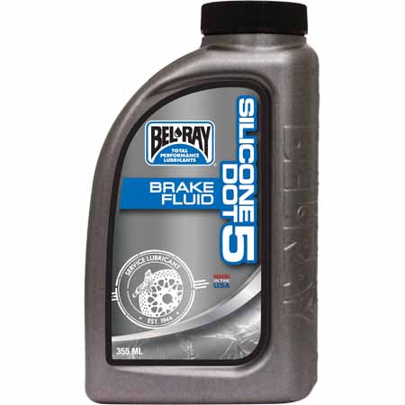 355ml - Bel-Ray Silicone DOT 5 Brake Fluid exceeds FMVSS Sec. 571.116 DOT 5 silicone base motor vehicle brake fluid specifications. Mixes with all fluids meeting such specifications.  DOT 5 brake fluid may not be mixed with DOT 3 and DOT 4.
